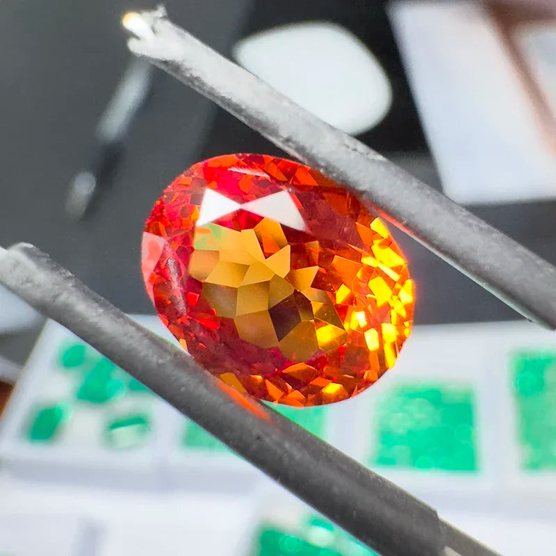 Lab Grown Sapphire Orange Color Oval Cut Top Quality Gemstones Charm Beads for Jewelry Making Selectable AGL Certificate
