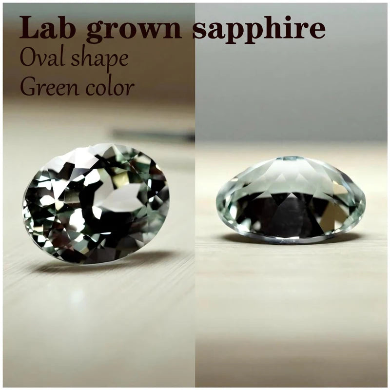Sapphire Oval Shape Green Color Lab Grown Gemstone VVS1 Charms for Diy Advanced Jewelry Making Certificate Multiple Shapes
