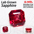 Lab Grown Sapphire Asscher Cut Sunset Red Color for Charms DIY Ring Necklace Earrings Main Materials Selectable AGL Certificate