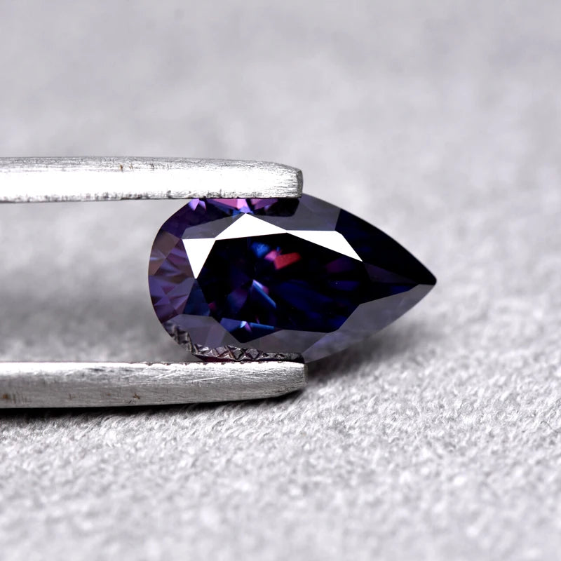 Pear Cut Emperor Purple Color Moissanite Synthetic Gemstone with Certificate Extremely Shiny Quality