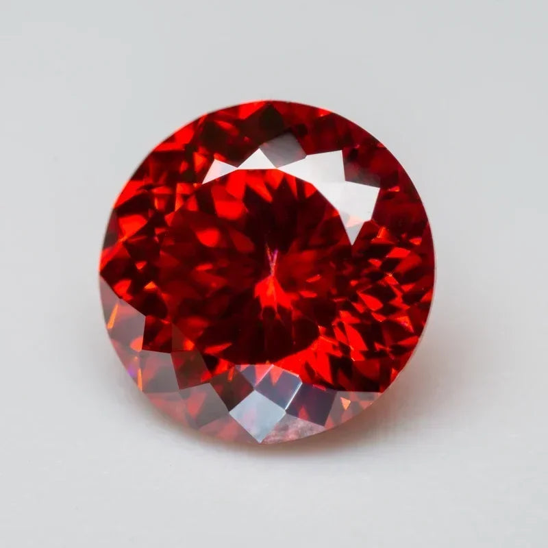 Garnet Color Wholesale Moissanite Stone Round Shape 100 Faceted Cut Artificial Gemstone DIY Ring Necklace Earrings Main Materi