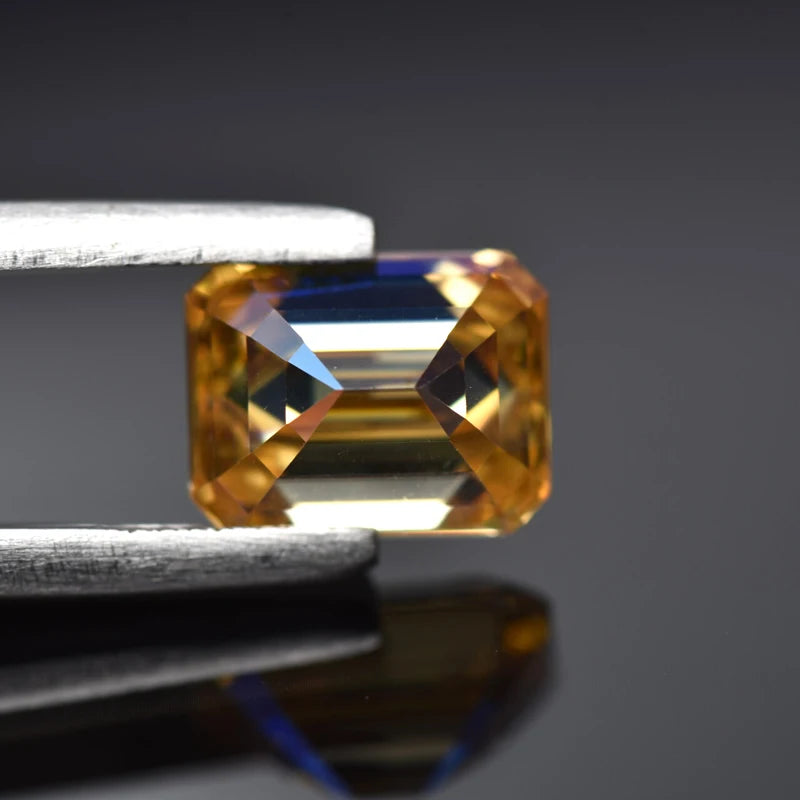 Emerald Cut Moissanite Stone VVS1 Champagne Color Certificate DIY Jewelry Artificial Gemstone