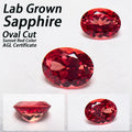 Lab Grown Sapphire Sunset Red Oval Cut  Loose Gemstone Selectable AGL Certificate For Jewelry Making