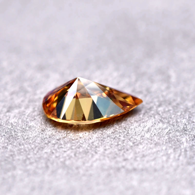 Pear Cut Champagne Color Moissanite Synthetic Gemstone with Certificate Factory Wholesale Price