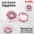 Lab Grown Sapphire Round Cut Sakura Pink Color Gemstone for DIY Jewelry Making Inlay Ring Necklace Selectable AGL Certificate