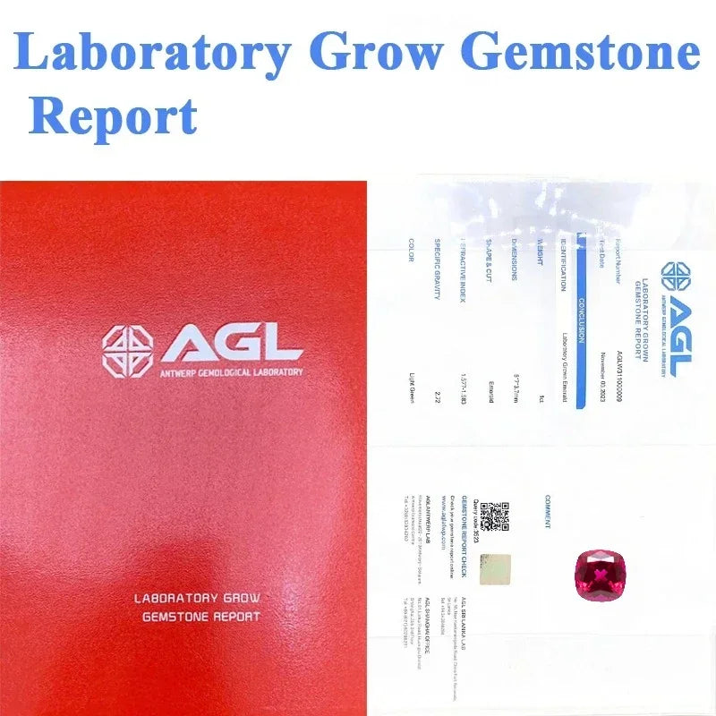 Square Cushion Shape Rubeliite Colour Lab Grown Ruby  VVS1 Charm Beads for Diy Jewelry Making Pendant Selectable AGL Certificate