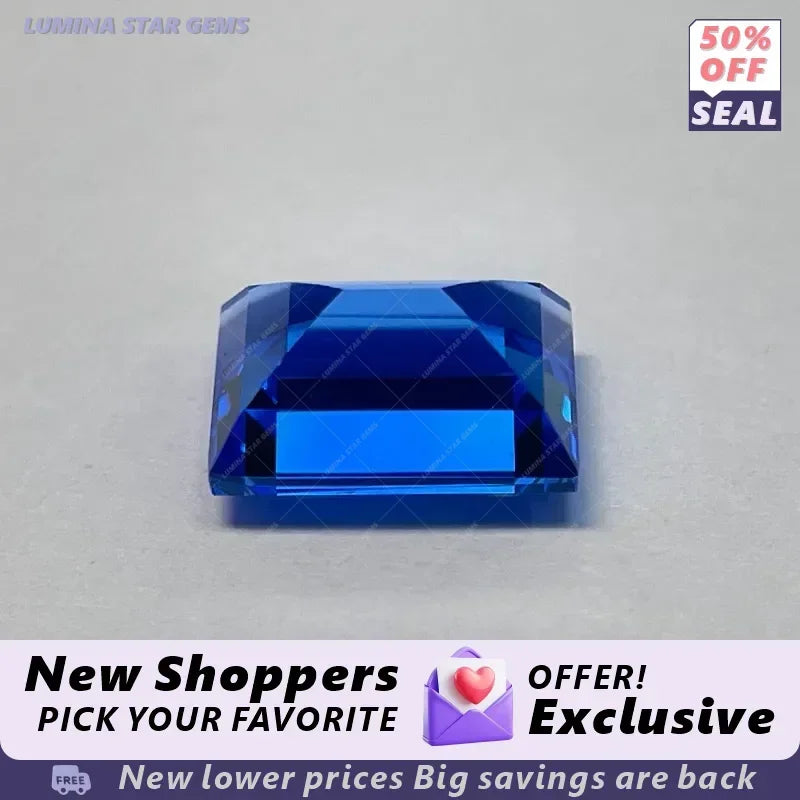 TOPTLab Grown Cobalt Spinel Rectangular Shapes Gemstone for DIY Ring Necklace Earrings Main Materials Selectable Certificate