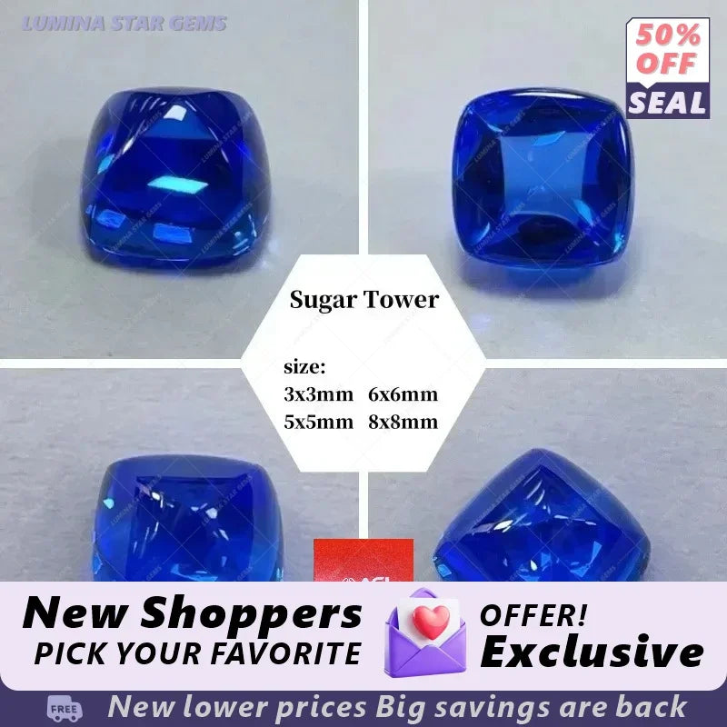 TOPTNew Lab Grown Cobalt Spinel Various Shapes Loose Gemstone For Jewelry Making Main Materials Selectable AGL Certificate