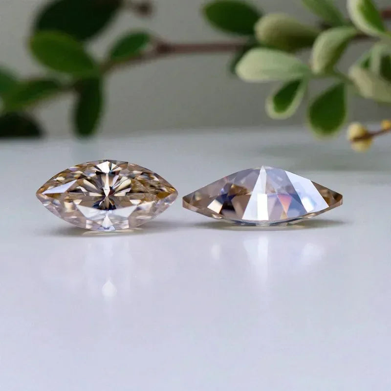 Moissanite Stone Marquise Cut Tea Yellow Natural Color with GRA Certificate 5x10mm Luxury Gem for Jewelry Making