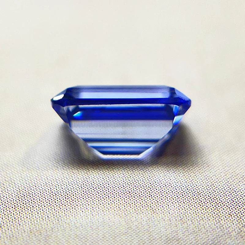 Lab Grown Sapphire Emerald Cut Cornflower Color Gemstone DIY Ring Necklace Earrings Main Materials Selectable AGL Certificate