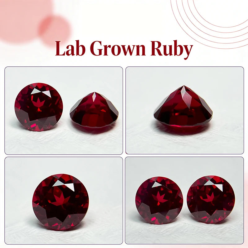 Lab Grown Ruby Round Cut Pigeon Blood Red Color DIY Charms Jewelry Making Main Materials Selectable AGL Certificate