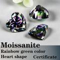 Moissanite VVS1 Artificial Stone Rainbow Green Color Heart Cut with Certificate Factory Outlet