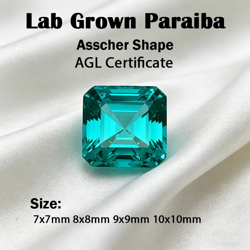 Lab Grown Paraiba Gemstone Asscher Shape Loose Gemstones For Jewelry Setting Multi Shapes Available Asscher Princess Rectangle
