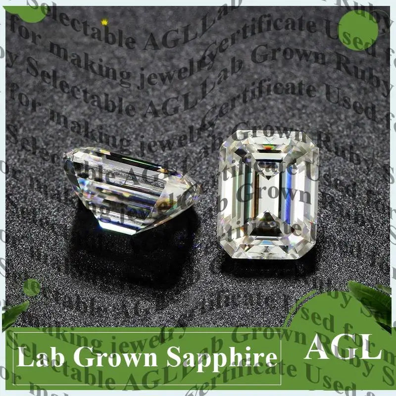 Emerald Cut Moissanite Stone VVS1 Royal Bllue Color Certificate Artificial Gemstone DIY Jewelry