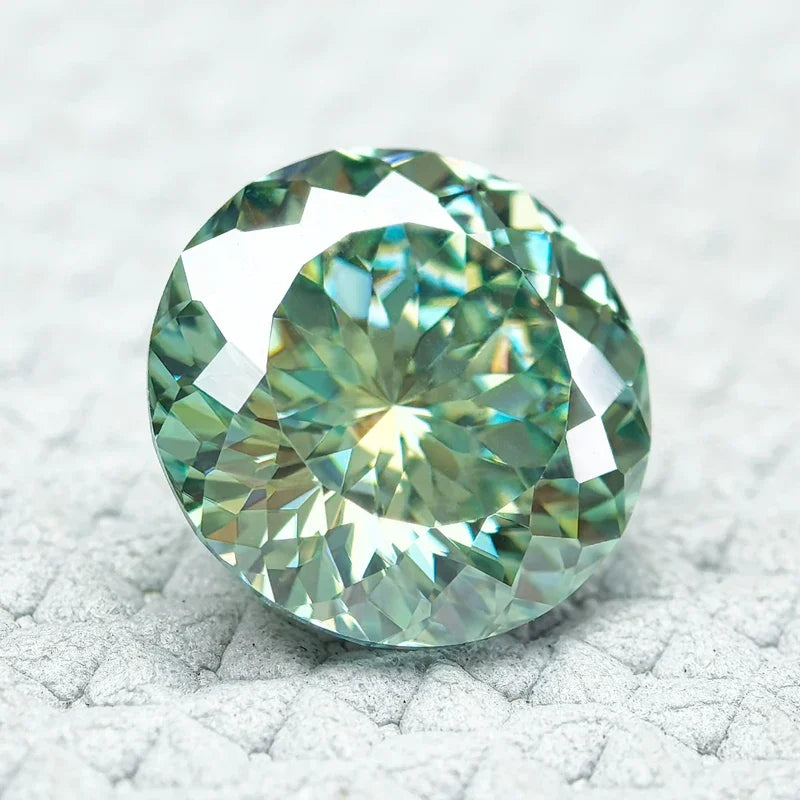 Moissanite Stone 100 Faceted Cut Blue Green Natural Color Multiple Sizes for DIY Charms Jewelry Making with Certificate
