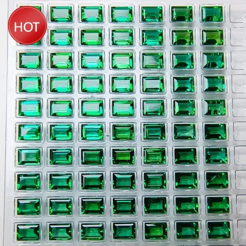 Lab Grown Zambian Emeralds Rectangle DIY Jewelry Production Main Materials with Cracks Inclusions Inside Shape AGL Certificate